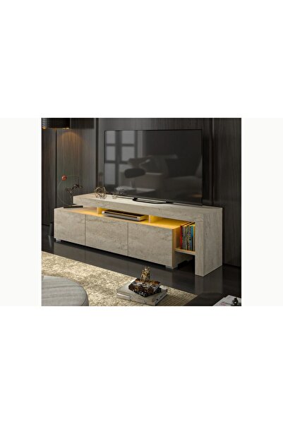 Vivense LUMA LED IŞIKLI TV ÜNİTESİ, KONSOL TRAVERTEN DESEN, 192 CM