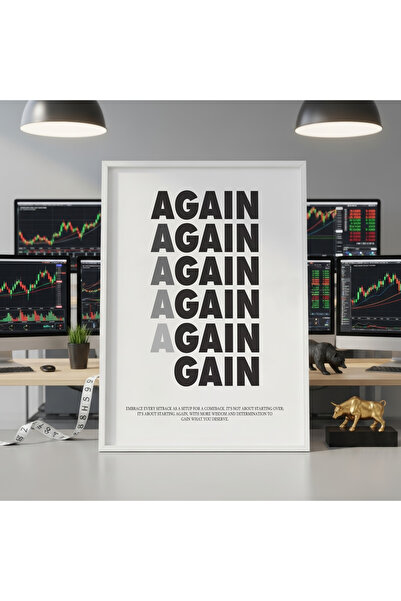 Bull Picks Minimalist Motivasyonel Duvar Sanatı Posteri | Again and Gain| İlh...