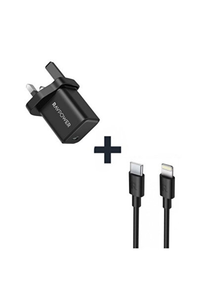 RavPower عرض خاص: قابس حائط مع منفذ Type-C بقوة 20 واط باللون الأسود + كابل P...