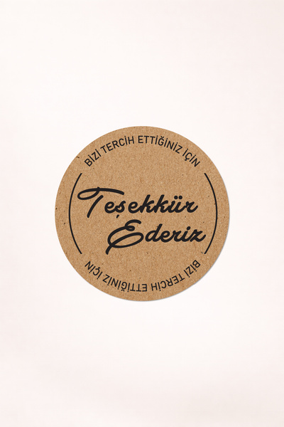 Teşekkür Ederiz Kraft Sticker Etiket, (4x4cm 75 Adet) paketleme kargo etiketi