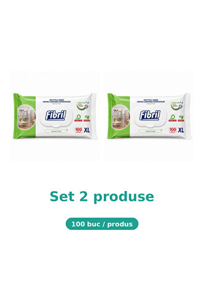 Fibril Bax 2 Pachete Servetele Umede pentru Suprafete, Aroma Fresh Clean, 100...