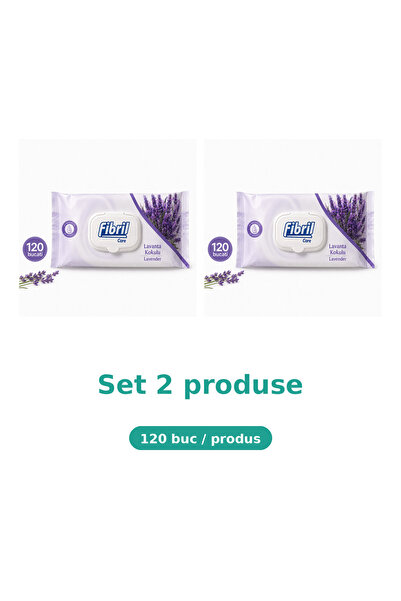 Fibril Bax 2 Pachete Care Servetele Umede Lavender, Lavanda, 120 Bucati, pent...