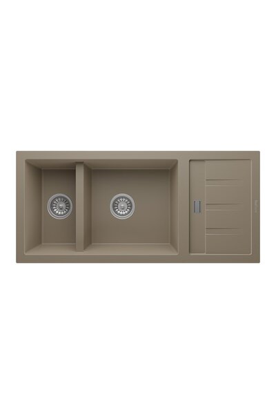 RealStone Artemis P024 Damlalıklı Granit Evye Çift Göz Mutfak Evyesi - P024 A...