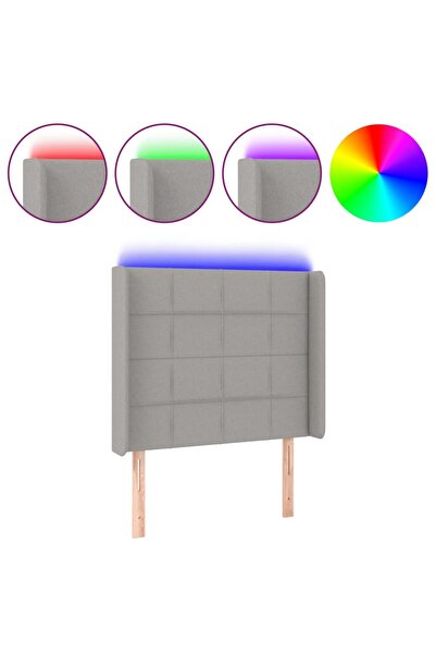 vidaxl Tăblie de pat cu LED, gri deschis, 83x16x118/128 cm, textil