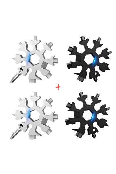 OEM Mini breloc negru si gri - 2 buc - multifuctional cu 8 capete, tip fulg z...