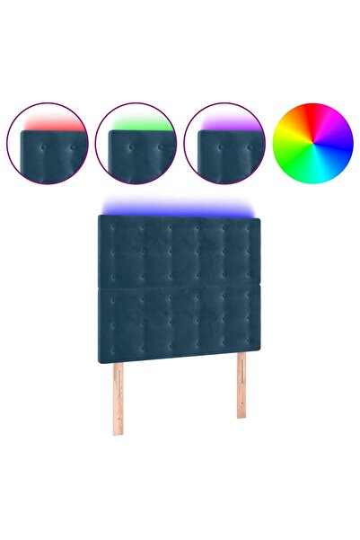 vidaxl Tăblie de pat cu LED Albastru închis 90x5x118/128 cm catifea