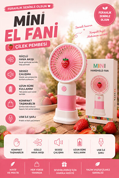 MİNDO Meyveli Tasarım 3 Kademeli Şarjlı El Fanı