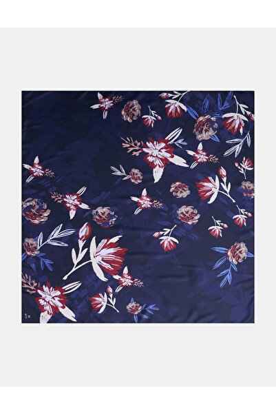 KYR Floral Patterned Scarf Navy Blue
