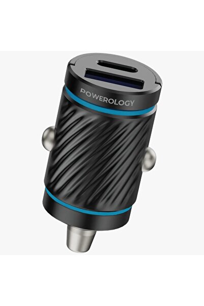 Powerology شاحن سيارة بيكو ثنائي المنفذ باللون الأسود