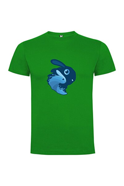 iLovePrints Blue Bunny Mascot Illustration Tshirt