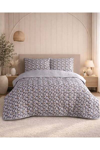 DONATEV Double Cotton Quilted Multi-Purpose Bedspread & Bed Cover / Soft Beige