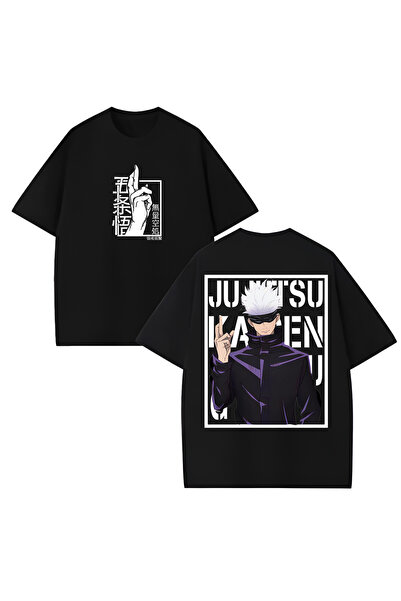 MAGORS Tricou unisex cu decolteu rotund, 100% bumbac, cu imprimeu anime Jujut...