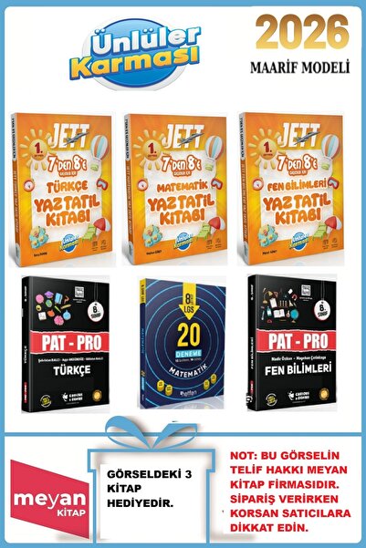 Ünlüler Karması JETT 7'DEN 8'E GEÇENLER İÇİN TÜRKÇE-MATEMATİK-FEN BİLİMLERİ Y...