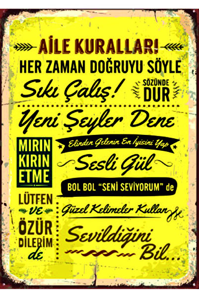 Lucena Reguli de familie Tablou MDF Pictură decorativă retro vintage de peret...