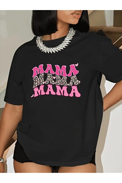JENOLAN Γυναικείο μπλουζάκι Mother/Mama/Mother με εμπριμέ Casual Oversize Boy...