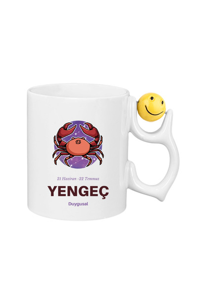 CERCİBAZAAR Crab Sign Themed Special Design Porcelain Mug – 300 ml Stylish Mu...