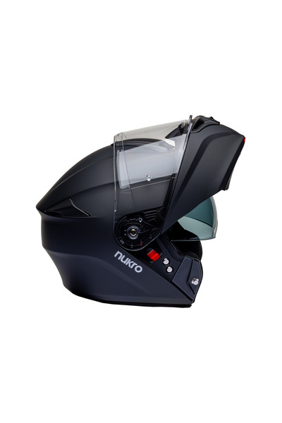 nukro 938-SV Solid Matte Black Çene Açılır Kask