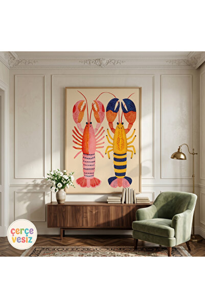 fingerjewerly Istakoz Lobster Eklektik Sanat - Tablo Ölçülerinde Çerçevesiz P...