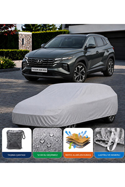 COCEM Hyundai Tucson Uyumlu Araç Brandası Su Geçirmez Tam Koruma Gri Oto Çadı...