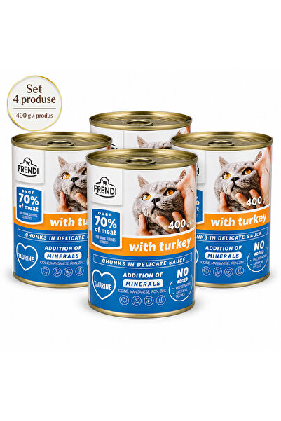 FRENDİ Cat cu Curcan, hrana umeda pentru pisici, Set 4 conserve, 4 x 400 g