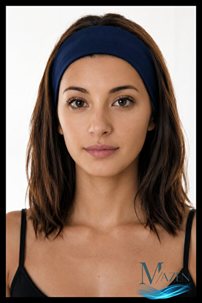 MAZEN Navy Blue Multi-Purpose Combed Cotton Sports Headband Hair Headband Yog...