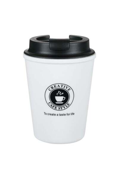 OEM Pahar din plastic negru cu capac, 300 ml, reutilizabil pentru cafea, apă ...