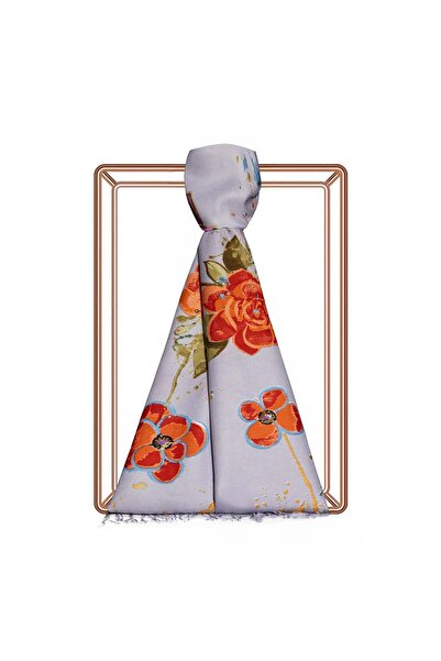 ipekevi Summer Garden Patterned Silk Shawl 07165-Baby Blue