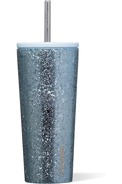 Corkcicle كوب مع غطاء وقشة، من الفولاذ المقاوم للصدأ، سعة 24.0 أونصة، لون آيس...