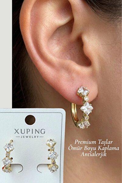 DİAVENTA TAKI VE AKSESUAR Xuping Vip Series Non-Tarnish Square Zircon Stone H...