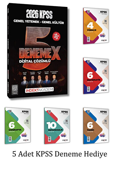 İndeks Akademi 2026 KPSS Genel Yetenek Genel Kültür 5 Denemex + 5 Adet KPSS D...