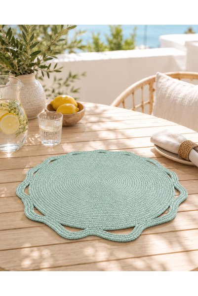 Naspar Mint Green Multi-Purpose Modern Tablecloth / Living Room Coffee Table Cover / Kitchen Cover (70 cm)