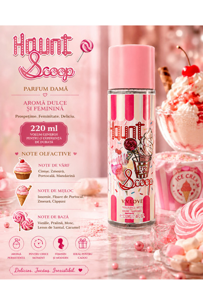V.V LOVE Parfum Dama Haunt Scoop 220 ml – Note Dulci, Fructate și Delicioase