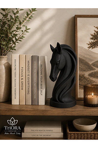 triora Dekoratif Satranç At Heykeli Obje – 20cm x 10cm Modern Minimalist 3D B...
