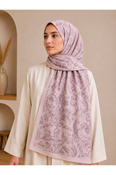 Saaye Babil İpek Vera Desenli Pembe Şal 190x80 cm