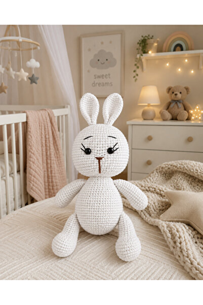MentorAly El Yapımı Amigurumi Tavşan Oyuncak 28 cm – Organik Görünümlü Örgü B...