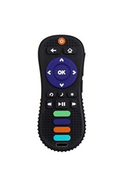 OEM Jucărie de dentiție din silicon, telecomandă TV, neagră, 5,5 x 13 cm