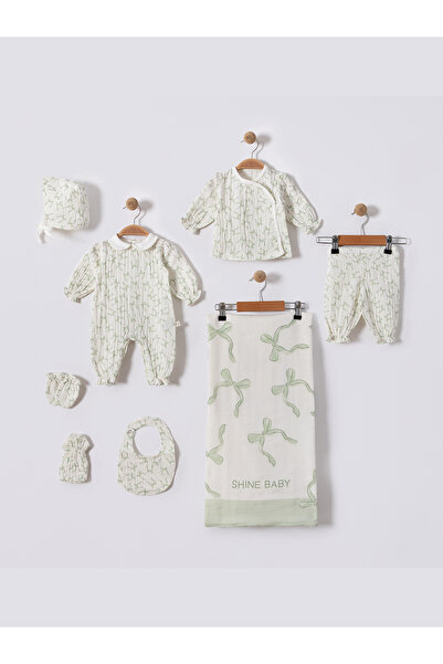 Baby shine Unisex Baby Welcome Set Turkish Linen100%- 8 Pieces -3130
