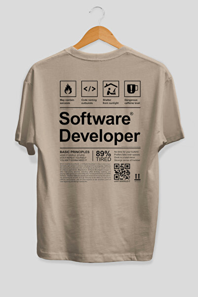 Ankhises Tricou bej cu imprimeu pe spate supradimensionat pentru dezvoltator ...
