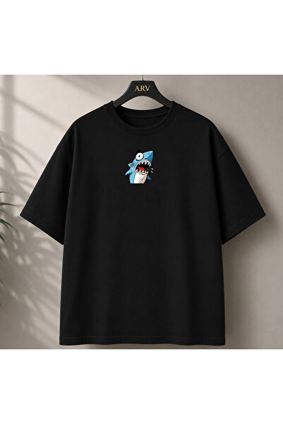 Arv T-shirt تي شيرت بتصميم سمكة القرش كبير الحجم