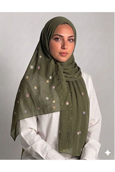Veil Designer طرحه ازهار بوال طبقتين بتطريز ملون علي كامل الطرحة بقماش ياباني...