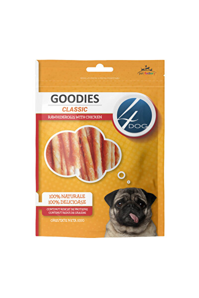 4dog GOODIES Rulouri de piele crudă cu pui 100g
