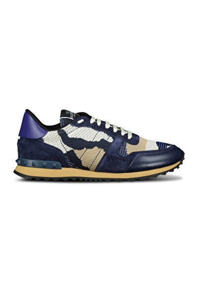 Valentino Garavani Camo Mesh Rockrunner Trainers Navy