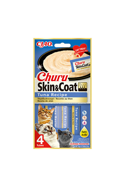 Inaba Ciao Churu Skin & Coat Recompense pentru pisici cu ton 4 x 14 g