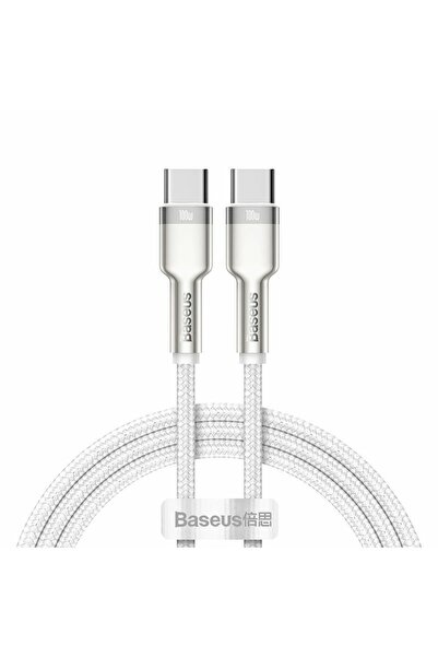 Baseus Cablu USB-C la USB-C din Metal Seria Cafule 100W 1m Alb