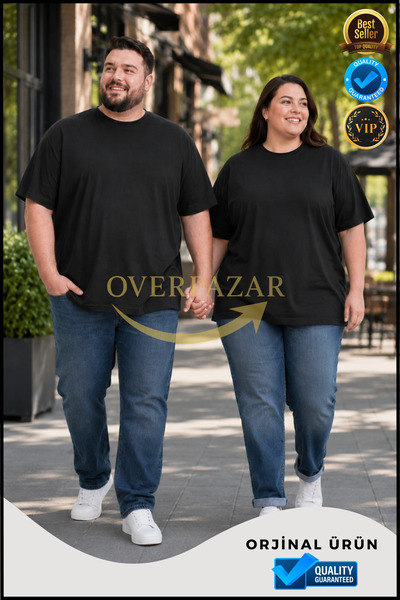 Overbazaar Unisex Large Size Combed Cotton T-Shirt 2Xl-6Xl 95% Cotton 5% Lycr...