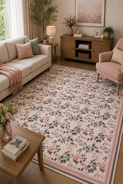 GECE HOME Dijital Kaymaz Baskılı Yıkanabilir Desenli Salon Halısı Mutfak Halı...