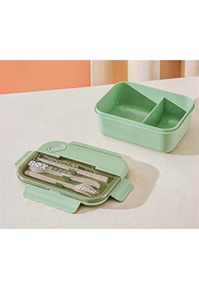 Arabest Portable 2-Compartment Bento Lunch Box, Airtight Leak-Proof Green, fo...