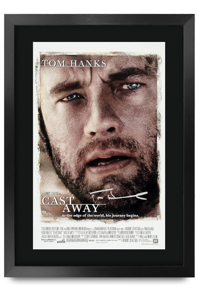 HWC Trading ملصق فيلم A3 FR Cast Away موقّع توم هانكس، هدية مؤطرة بحجم A3، صو...