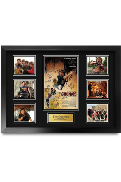 HWC Trading إطار عرض A2 مُوقّع ومطبوع عليه توقيعات شخصيات فيلم The Goonies، ه...