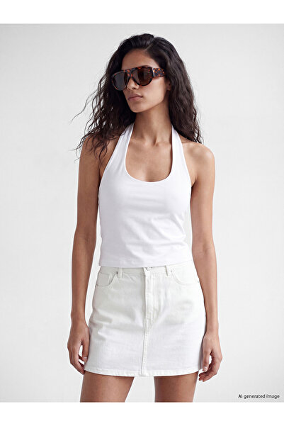 LC Waikiki Xside White Halter Neck Women's Crop Top